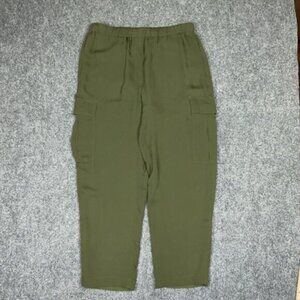 Theory Pants Womens Size M Green Lined Lightweight Crop Jogger Cargo Casual